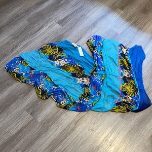 Soft Surroundings Blue and Yellow Floral scarf NWT